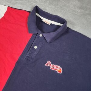 VINTAGE Atlanta Braves Shirt Mens Large Red MLB Polo Colorblock Nutmeg Mills